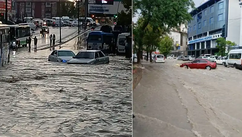 Ankara'da Sağanak Yağış Hayatı Felç Etti: Arabalar Sürüklendi, Sokaklar Göle Döndü